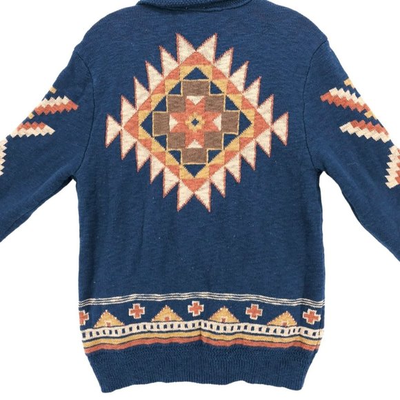 NWT FAHERTY Cardigan B. Yellowtail Wolf Mountain Southwestern Organic Cotton M L - Picture 4 of 9